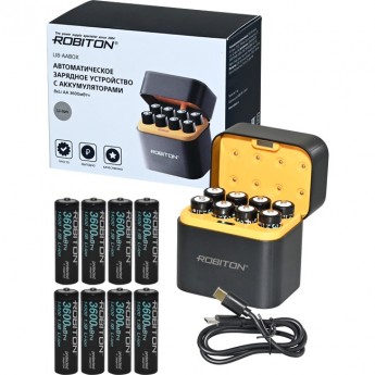 Зарядное устройство с аккумуляторами ROBITON Li8-AABOX + аккумуляторы 8*Li14500 (AA) 2200мАч